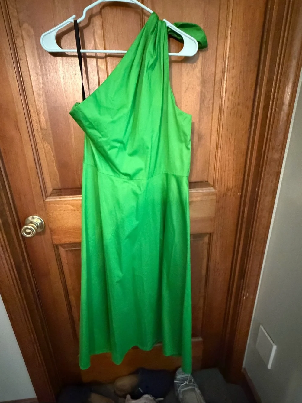 kate spade Bright Green One-Shoulder A-Line Dress